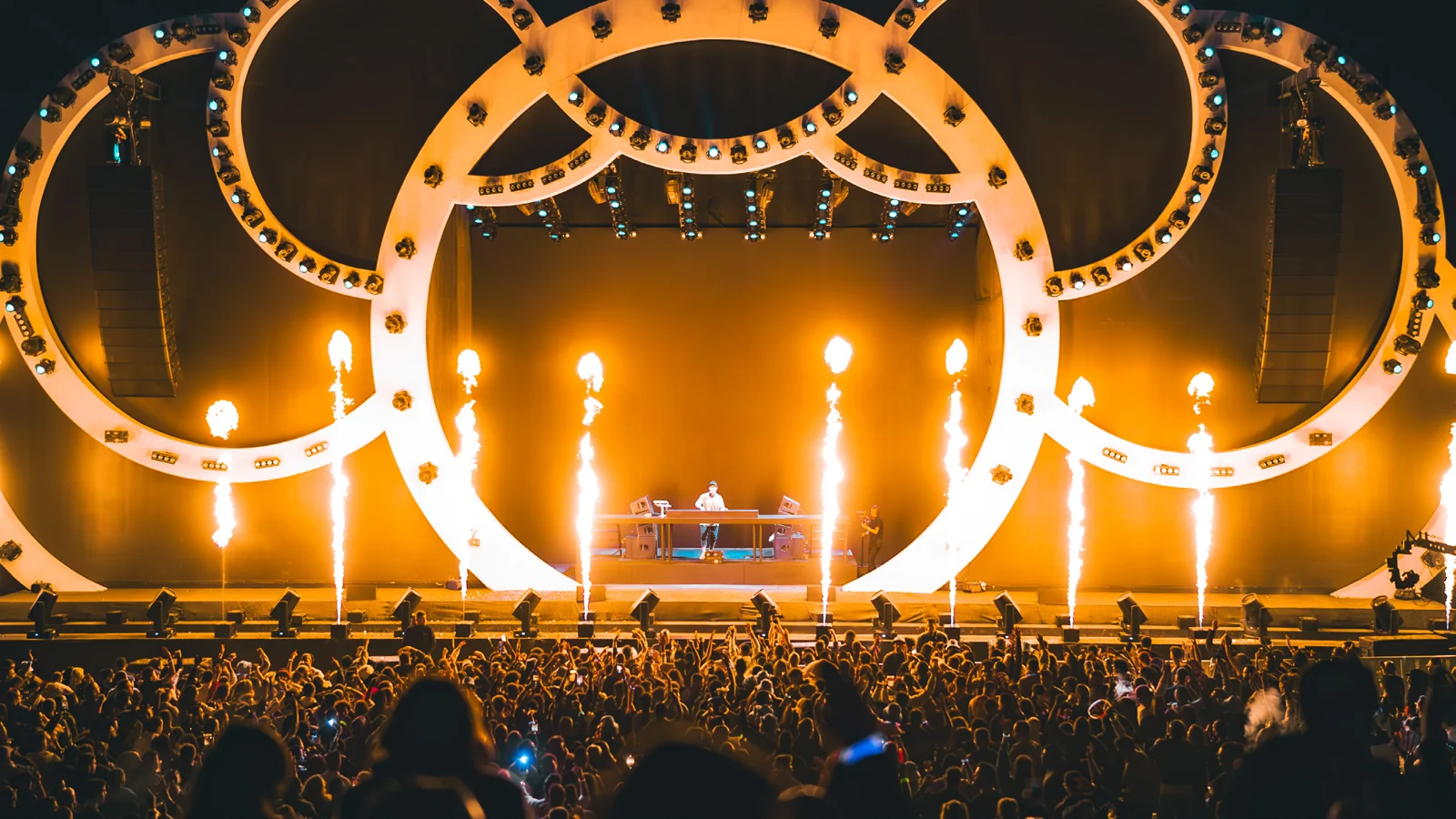 Grand live event production with an illuminated stage