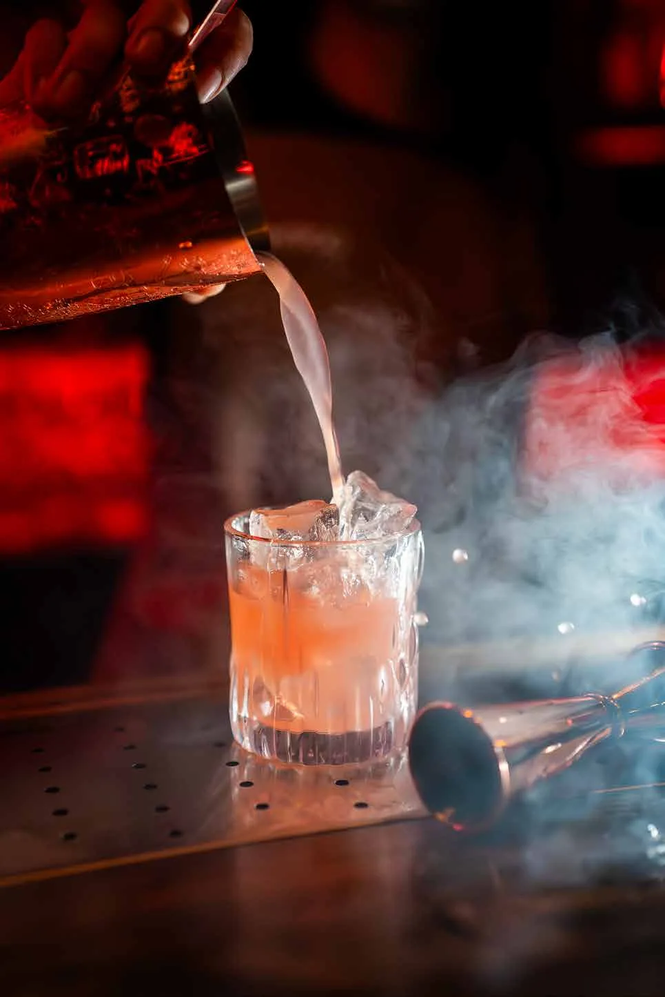 Cocktail with theatrical smoke